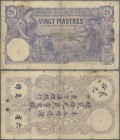 French Indochina: Banque de l'Indo-Chine - Saïgon 20 Piastres 1920, P.41, almost well worn condition with larger tears and rusty holes. Condition: VG...