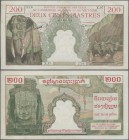 French Indochina: Institut d'Émission des États du Cambodge, du Laos et du Vietnam - Cambodia branch 200 Piastres ND(1953), P.98, very exceptional con...