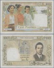 French Indochina: Institut d'Émission des États du Cambodge, du Laos et du Vietnam 100 Piastres ND(1954), Vietnam branch, P.108, soft vertical fold at...