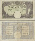 French West Africa: 25 Francs 1923 GRAND-BASSAM P. 7Da, used with folds and creases in paper, stain in paper, pinholes, minor border tears but no repa...