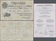 Great Britain: 5 Pounds 1936 ”Bernhard” forgery, London branch, signature K.O. Pepiatt, P.335ax, vertical fold at center, some tiny pinholes at left a...