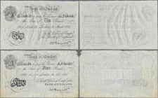 Great Britain: set of 2 banknotes Bernhard Forgeries containing 5 & 10 Pounds 1935 like P. 335 & 336, both with only light traces of use, no holes or ...