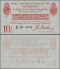 Great Britain: 10 Shillings ND P. 348, T12, 4 tiny pinholes at upper left, light vertical folds, no tears, crisp paper, conditoin: VF.
 [taxed under ...