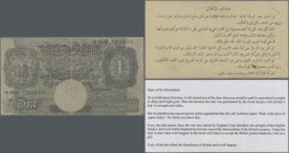 Great Britain: Axis Propaganda Note 1 Pound with Arabian text on back, ND(1942), P.NL (Schwan-Boling 192), larger tear at upper right margin and a few...