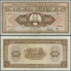 Greece: 5000 Drachmai ND(1928) P. 101a, rare note, used with folds and stain dots in paper, probably pressed but no holes or tears, condition: F.
 [t...