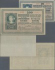 Hungary: Pair with 25 and 200 Korona 1918, P.13, 14, both in nice condition with a few minor spots and some folds. Condition: F+/VF (2 pcs.)
 [taxed ...