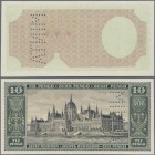 Hungary: 10 Pengö 1926 front proof Specimen with perforation ”MINTA”, multicolored on watermark paper, P.90fps in UNC condition.
 [taxed under margin...