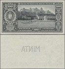 Hungary: 100 Pengö 1926 black and white printed reverse proof Specimen with perforation ”MINTA” on watermark paper, P.93fps in UNC condition.
 [taxed...