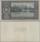 Hungary: 100 Pengö 1926 unfinished reverse proof Specimen with perforation ”MINTA” on watermark paper, P.93bps in UNC condition.
 [taxed under margin...