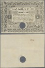 Hungary: Siege of Temesvár 5 Gulden 1849 with punch hole cancellation, P.S197b, vertically folded and a few minor spots on back. Condition: VF
 [taxe...