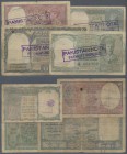India: Very nice set with 4 Banknotes 1, 2, 5 and 10 Rupees 1940-43, P.17b, 23, 24, 25d. All notes with additional stamp on front ”PAKISTAN NOTE - PAY...