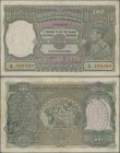 India: 100 Rupees ND(1937) portrait KGIV P. 20g, CAWNPORE issue, used with folds and pinholes in paper, light stain, bank stamps on back in condition:...