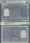 India: 100 Rupees ND(1949-57), P.43a in UNC with staple holes as usually, PMG graded 58 Choice About Unc EPQ
 [plus 19 % VAT]