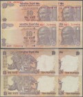 India: set of 4 Error notes of P. 95, two of them with two different serial numbers printed, 2 of them with error position of the serial numbers on fr...