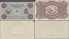 Iran: Imperial Bank of Persia front and reverse Specimen of 10 Toman July 1st 1897, printed by Bradbury & Wilkinson, P.4s. Front in almost perfect con...