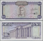 Iran: 10.000 Rials ND(1971) Color Trial Specimen P. 96cts, highly raare note with zero serial numbers in lilac color with Specimen overprint and cance...