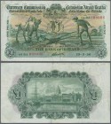 Ireland: 1 Pound 1936 P. 8a, Ploughman note, folded horizontally and vertically, no holes or tears, very crisp paper and original colors, not washed, ...