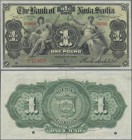 Jamaica: Bank of Nova Scotia, Kingston, 1 Pound January 2nd 1919 SPECIMEN, P.S131s, zero serial number, red overprint ”Specimen” and punch hole cancel...