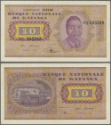 Katanga: 10 Francs 15.12.1960 P. 5, S/N FQ205568, light center fold, light dints in paper, no holes or tears, still very crisp original paper, conditi...