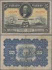 Latvia: 25 Latu 1928 P. 18, used with folds and creases, with light stain in paper, no holes, no tears, still strong paper and nice colors, condition:...