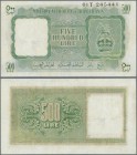 Libya: MILITARY AUTHORITY OF TRIPOLITANIA 500 Lire ND(1943) P. M7, key note of this series, used with folds, heavily repaired areas at borders and in ...