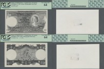 Malaya & British Borneo: Archive Photographic Essay of front and back of an unlisted 100 Dollars 1952, both with ”DLR-Studio” stamp on back, P.NL and ...