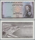 Malta: 5 Pounds ND(1968) P. 30a, light handling in paper, no strong folds, no holes or tears, condition: XF-.
 [taxed under margin system]
