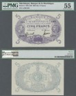 Martinique: 5 Francs ND(1934-45) P. 6, in condition: PMG graded 55 aUNC.
 [plus 19 % VAT]