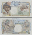 Martinique: Caisse Centrale de la France d'Outre-Mer 50 Francs ND(1947-49), P.30, two soft vertical folds and one horizontal bend, otherwise crisp pap...