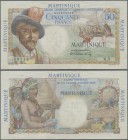 Martinique: Caisse Centrale de la France d'Outre-Mer 50 Francs ND(1947-49), P.30, very nice note with strong paper and bright colors, stronger fold at...