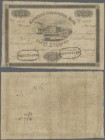 Mauritius: 50 Dollars = 10 Pounds Sterling 1840 P. S126, used with folds and creases, stain in paper, 2 times stamped cancelled, several small tears i...