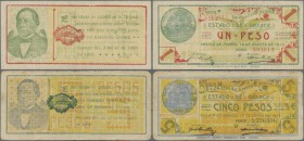 Mexico: Tesorería General del Estado de Oaxaca pair with 5 Pesos 1915, 1916, P.S593e, S954 in F/VF condition. (2 pcs.)
 [taxed under margin system]