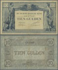 Netherlands: 10 Gulden 1921 P. 35, center and horizontal fold, no tears, one very tiny pinhole at lower left corner, still strong paper and original c...