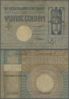 Netherlands: 50 Gulden 1929 P. 47, lightly stained paper with several folds, stronger center fold, center hole, 2mm tear at lower border but no repair...