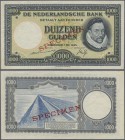 Netherlands: 1000 Gulden 1945 Specimen P. 80s, rare note in great condition with only light dints at upper border: aUNC.
 [taxed under margin system]