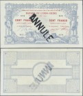 New Caledonia: very rare banknote 100 Francs 1914 Banque de l'Indochine P. 17 with ANNULE stamp on front, unfolded, crisp paper, only light dints at b...