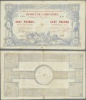 New Caledonia: 100 Francs 1914 Noumea Banque de l'Indochine P. 17, with block letter X, rare because only this single note is known to exist with this...