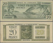 New Caledonia: Banque de l'Indochine - Nouméa 20 Francs ND(1944), P.49, unfolded but with minor creases at left and right border. Condition: VF+
 [pl...
