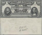 Nicaragua: Banco Nacional de Nicaragua 10 Cordobas 1912 intaglio printed front proof in black and white color, P.58p, some minor creases in the paper ...