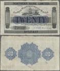 Northern Ireland: 20 Pounds 1921 P. 174, Northern Bank Limited, used with folds and creases, some staining at borders, no holes but a 2cm tear at lowe...