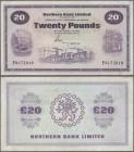 Northern Ireland: 20 Pounds 1981 P. 190b, Northern Bank Limited, used with several folds and light staining in paper, no holes or tears, still strong ...
