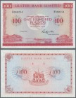 Northern Ireland: 100 Pounds 1977 P. 330a, Ulster Bank Limited, light handling in paper, no strong folds, no holes, still crisp paper, condition: VF+ ...