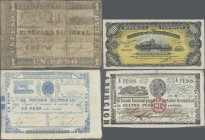 Paraguay: Very nice set with 7 banknotes of the ”Tesoro Nacional” and ”Banco de la Republica” issues with 1 Peso ND(1860) P.11 in VG, 5 Pesos ND(1862)...
