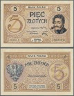 Poland: 5 Zlotych 1924, II. Emission, P.61a, slightly dent marks from a presentation book along all 4 corners, otherwise perfect. Very Rare! Condition...