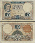 Poland: 10 Zlotych 1924, II. Emission, P.62, well worn with a number of brownish stains and several folds. Rare! Condition: F
 [taxed under margin sy...