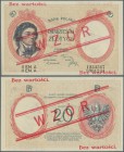 Poland: 20 Zlotych 1924, II. Emission Specimen with red ovpt. WZOR, P.63s in perfect UNC condition. Very Rare!
 [taxed under margin system]