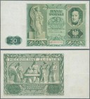 Poland: 50 Zlotych 1936, P.78a, professionally repaired and pressed, but very nice with crisp paper and bright colors. Very Rare! Condition: F
 [taxe...