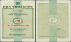 Poland: Bon Towarowy 20 Dollars 1960, P.FX18, nice used condition with small folds and creases at upper margin. Condition: F+
 [taxed under margin sy...