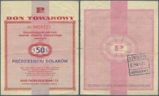 Poland: Bon Towarowy 50 Dollars 1960, P.FX19, several folds and tiny tears at left and right border. Condition: F-
 [taxed under margin system]