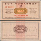 Poland: Bon Towarowy 100 Dolarow 1969, P.FX33, several folds and tiny tear at upper margin. Condition: F
 [taxed under margin system]